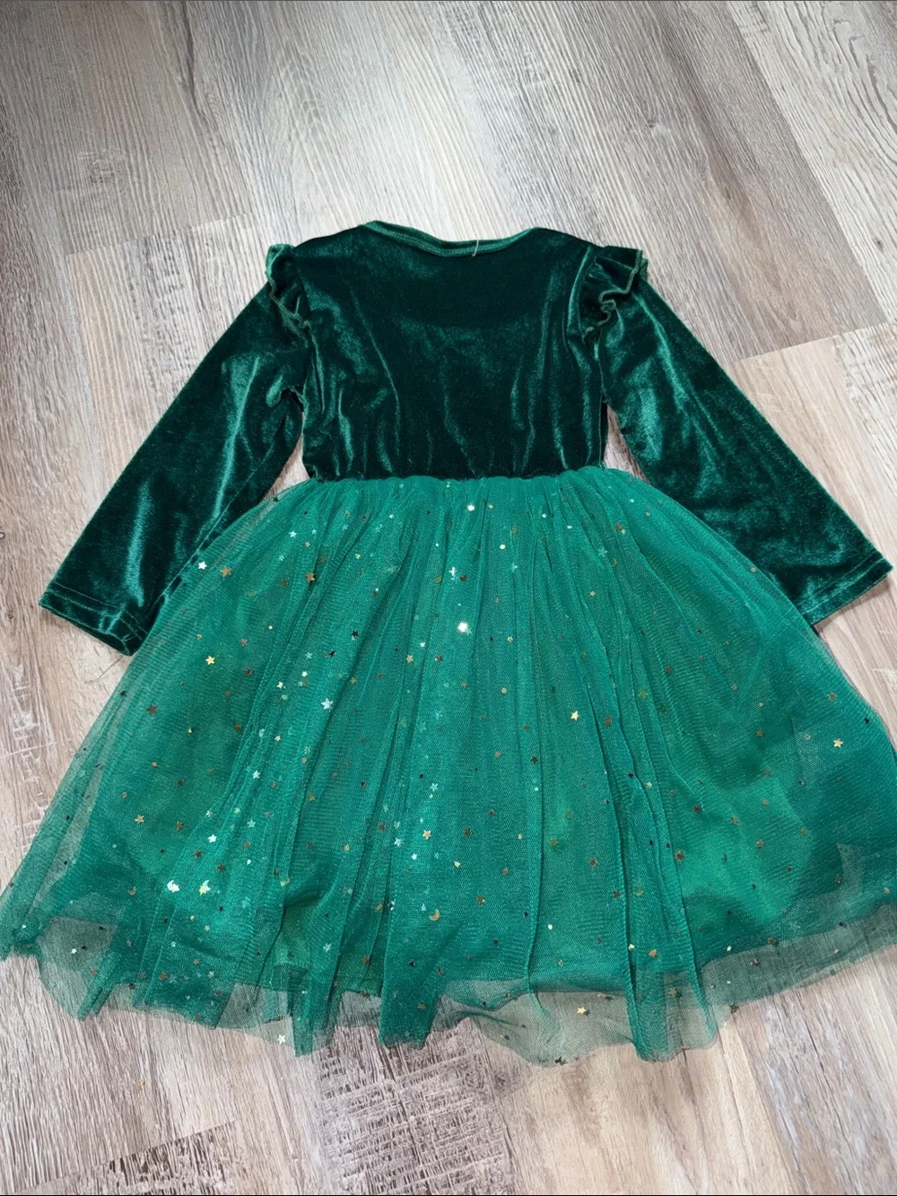 Green Velvet & Tulle Party Dress
